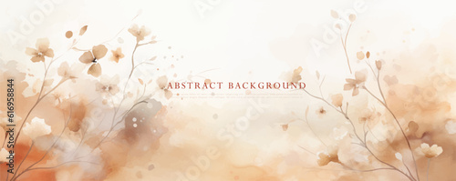 Abstract floral art background vector illustration. Luxury watercolor wallpaper with flowers and botanical leaves hand drawing background for banner, poster and web