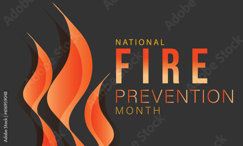 National fire prevention month. background, banner, card, poster, template. Vector illustration.
