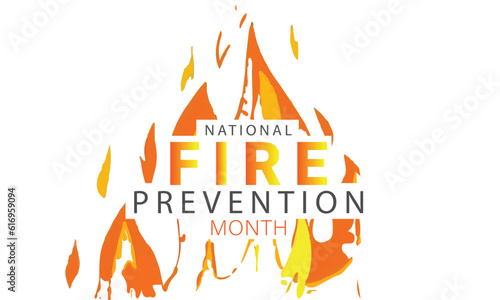 National fire prevention month. background, banner, card, poster, template. Vector illustration.