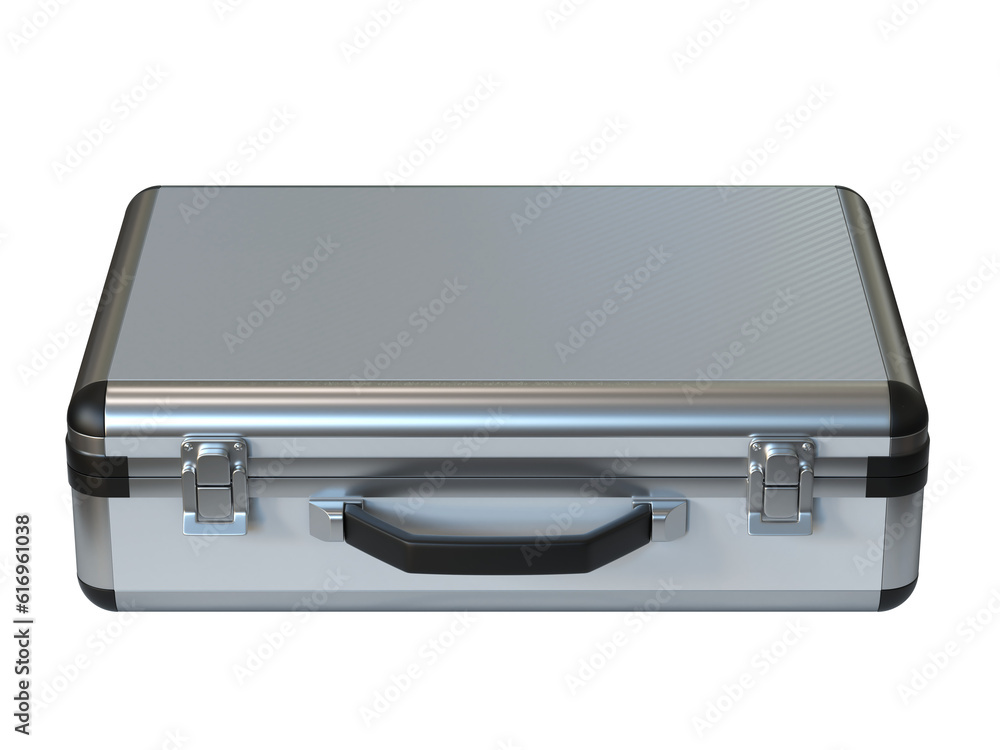 Metallic suitcase briefcase 3d rendering Metallic suitcase briefcase 3d rendering