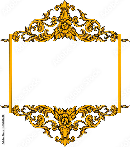 Decorative vintage frame for invitations, frames, menus, labels and websites. Elegant vector element Eastern style, place for text. Thai traditional.