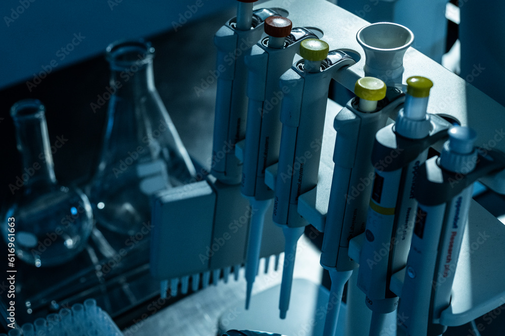Labware in a dark laboratory Stock Photo Adobe Stock