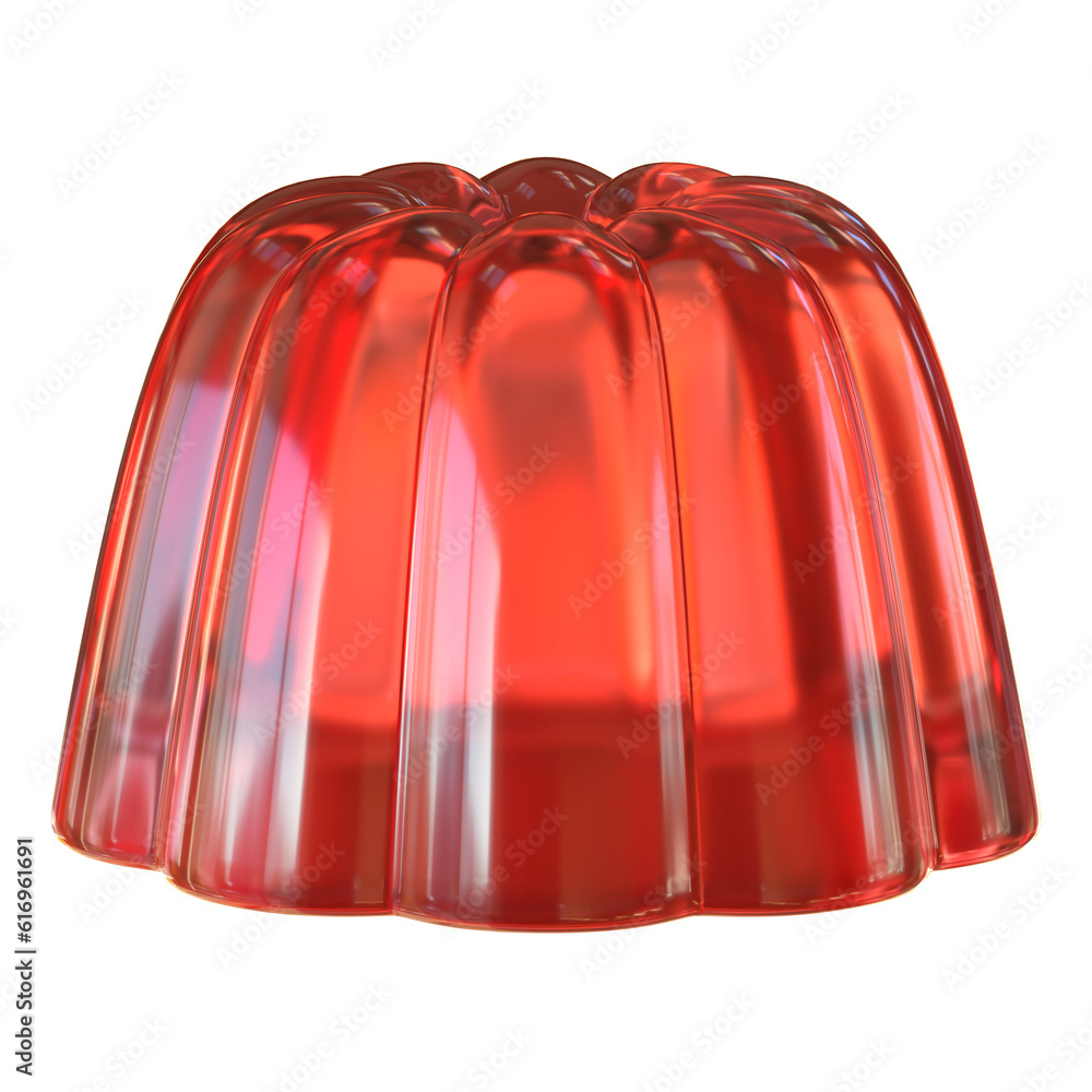 Φωτογραφία Red jelly pudding, sweet dessert isolated on white background 3d rendering