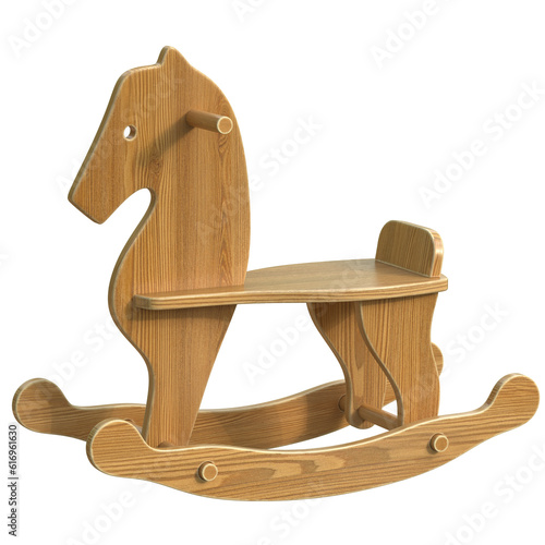 Obraz na plátne Wooden rocking horse chair 3d rendering