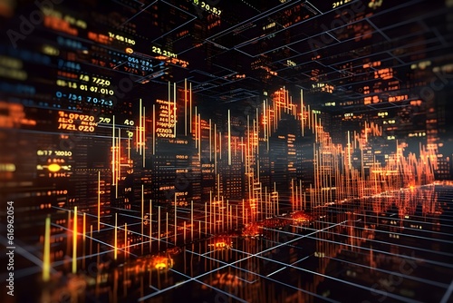  Dynamic photo of fluctuating stock market numbers on a digital screen, depicting the volatility and excitement of financial markets.