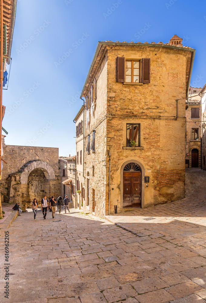 Volterra, Italy. Beautiful view of the old city with the fortress gates