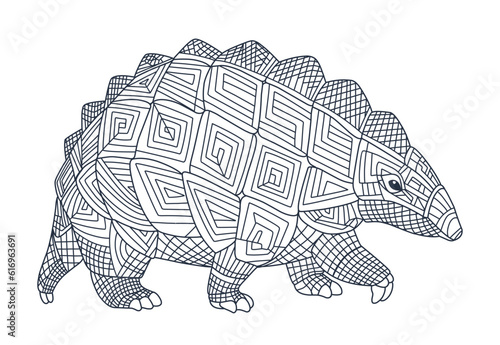 Coloring page armadillo. Armadillo coloring page in modern style.
