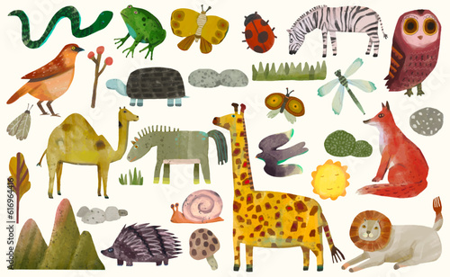 Fényképezés Animals wildlife illustration
