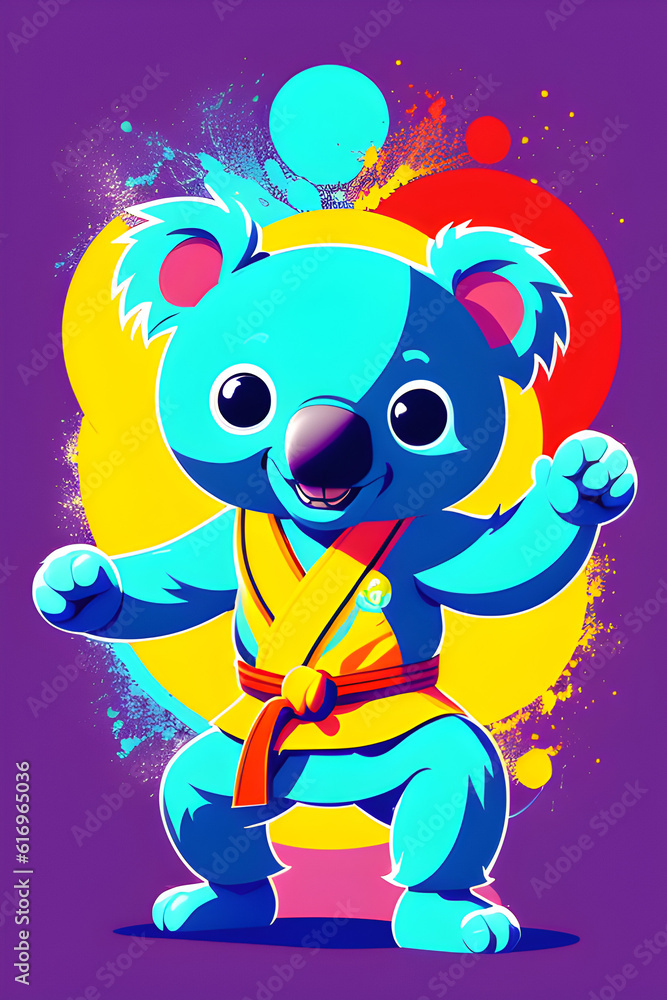 Karate koala, cartoon illustration. Generative AI Karate koala, cartoon illustration. Generative AI