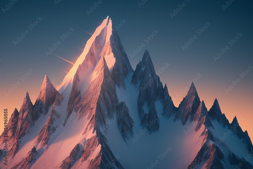 Mountain peak, digital illustration. Generative AI