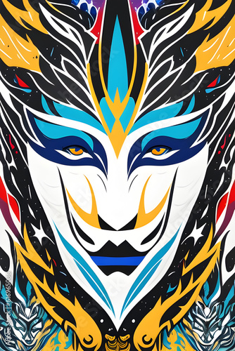 Tattoo design of a norse mythology mask, closeup illustration. Generative AI