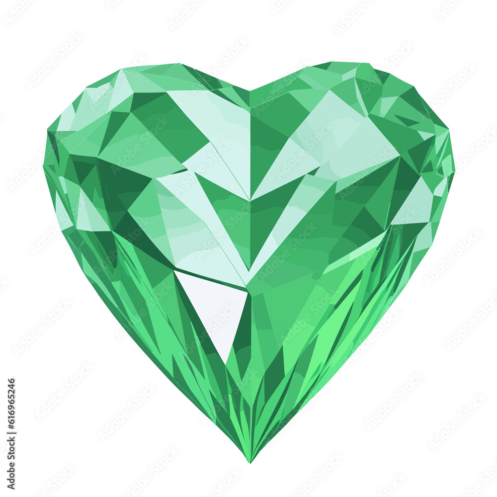 Shining green diamond heart (Generative AI) Shining green diamond heart (Generative AI)