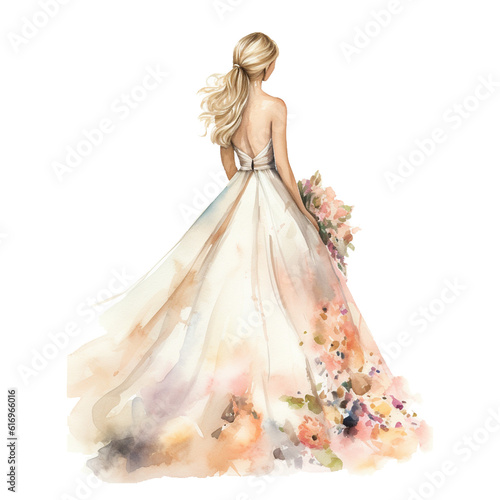Bride watercolor illustration