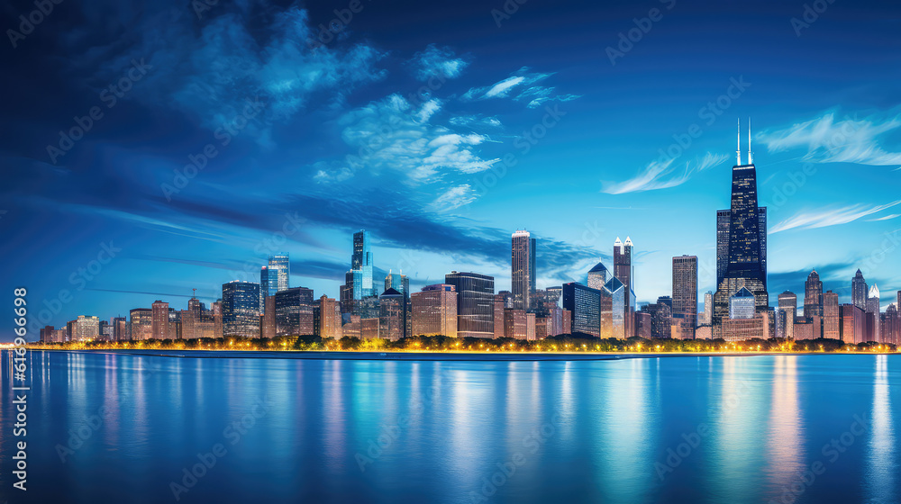Obraz premium Chicago skyline at night