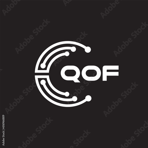 QOF letter technology logo design on black background. QOF creative initials letter IT logo concept. QOF setting shape design.
 photo