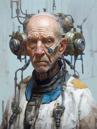 old futuristic man, Generative AI