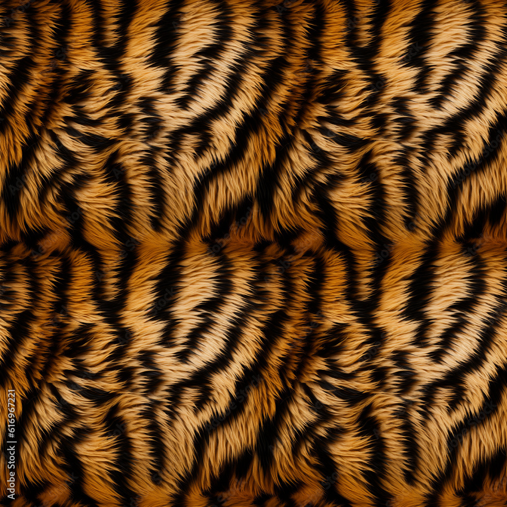 Fototapeta premium Tiger fur, seamless pixel perfect pattern texture.