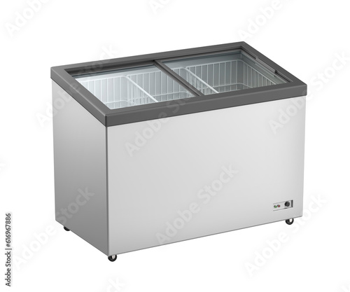 Obraz na plátně Double glass door chest freezer for ice creams, meat, vegetables and fruits