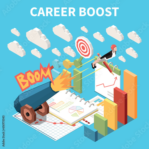Career Boost Isometric Composition