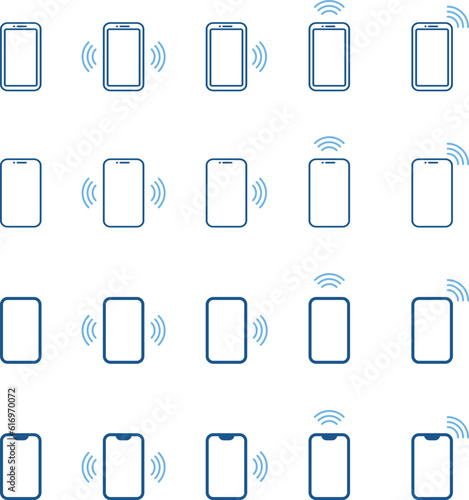 データを送信するスマホの2色のアイコンセット