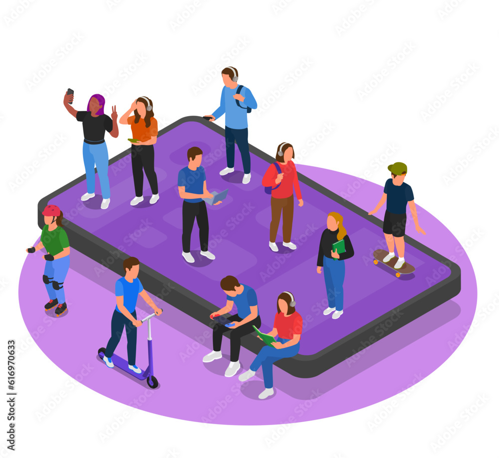 Teenagers Isometric Concept Teenagers Isometric Concept