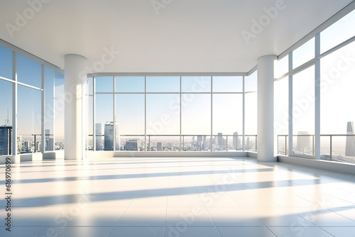 Interior of modern living room panorama 3d rendering Generative AI