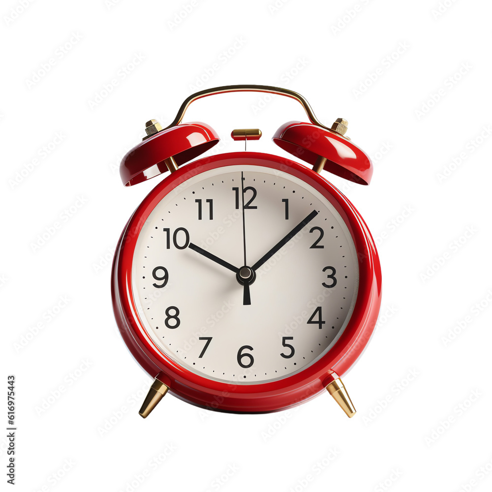 Timeless Classic: Silver Retro Alarm Clock - Front View Close-Up. Generative AI - obrazy, fototapety, plakaty 