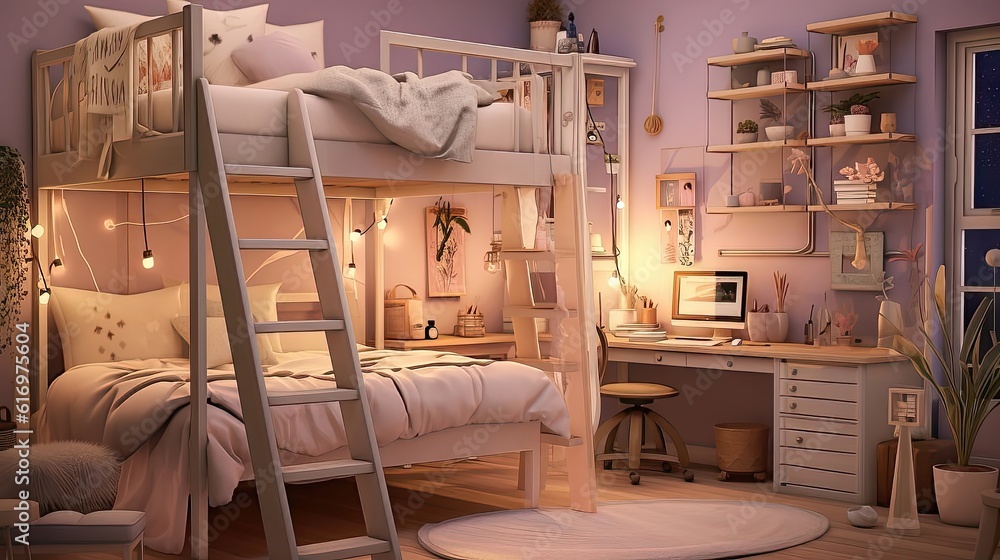 Cozy Serenity: Personalized Haven in a Small Bedroom with Loft Bed Generative AI 2 Cozy Serenity: Personalized Haven in a Small Bedroom with Loft Bed Generative AI 2