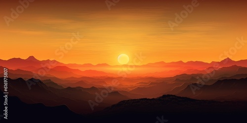 Mountain sunset sky silhouette blurred background  AI Generated