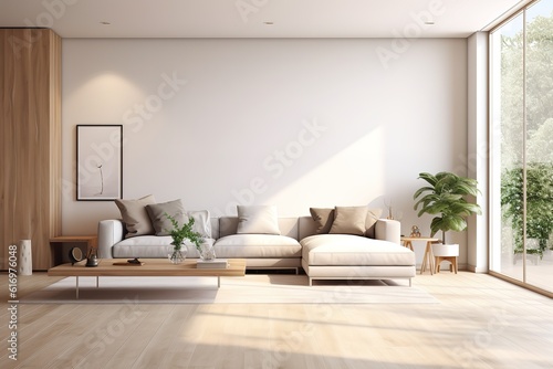 Stylish interior of modern living room with light wall Generative AI