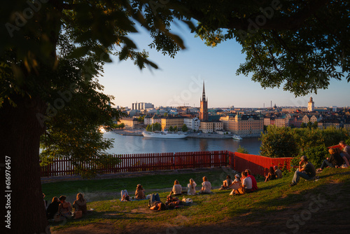 Panoramic view of the Stockholm City Skyline from Ivar Los Park on Mariaberget, Södermalm photo