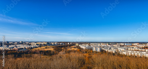 panorama of berlin marzahn with clear blue sky