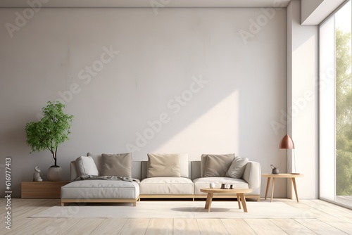 Modern living room interior design and concrete texture wall background Generative AI