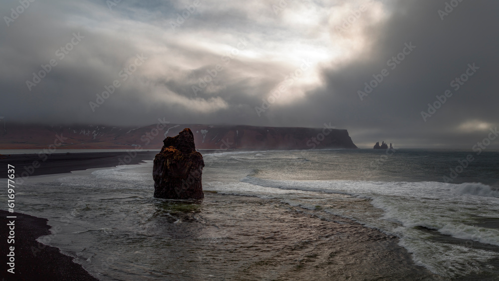 Black Sand Beach, Vik I Myrdal, Iceland, North Atlantic Ocean, Northern Europe, europe