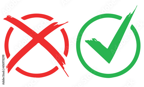 yes and no - tick and cross on transparent background 