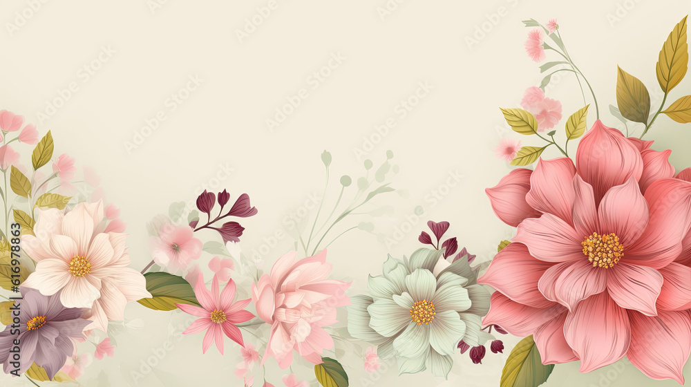Captivating Colorful Flowers Dancing on a Light Pink Canvas