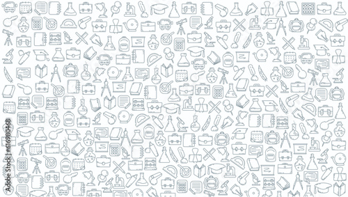 education doodle line icon background. school education doodle line icon background