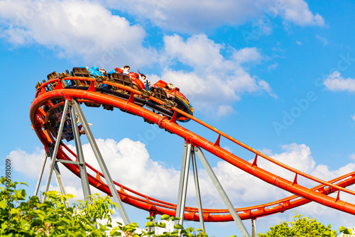 Moscow, Russia - June 07, 2023: roller coaster attraction © Oleg Opryshko