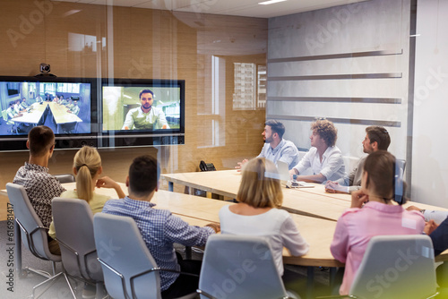 Business people in video conference meeting