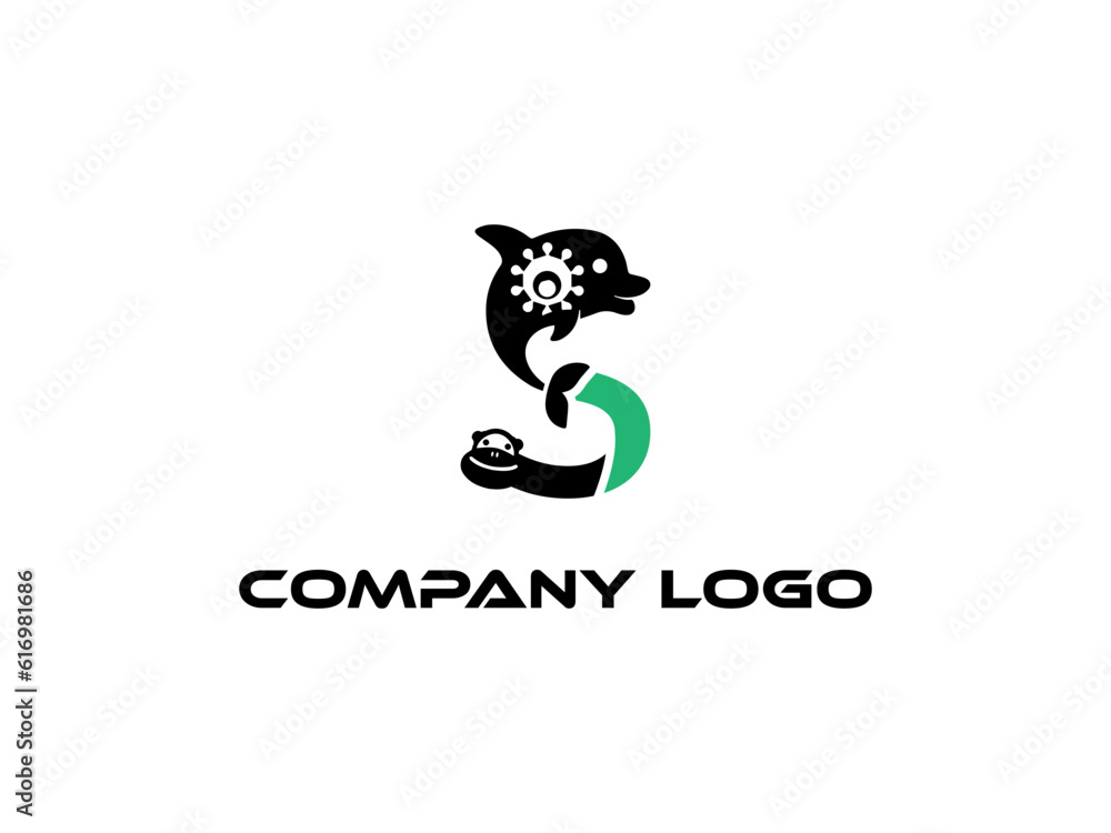 S letter Modern abstract Creative digital animal logo. vector illustration logo. modern style  logo in shape a template Mode flat logo.