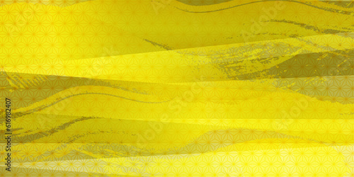 麻の葉模様  ゴールドのグラデーション背景イラスト　和柄