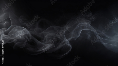 Smoke or fog texture on solid black background for overlay 
