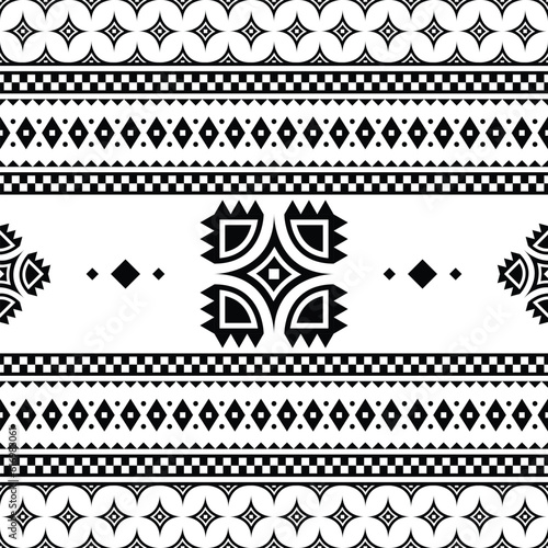 Ethnic geometric print. Traditional seamless abstract pattern. Aztec Navajo tribal style. Black and white colors. Design for textile, fabric, clothing, curtain, rug, ornament, background.
