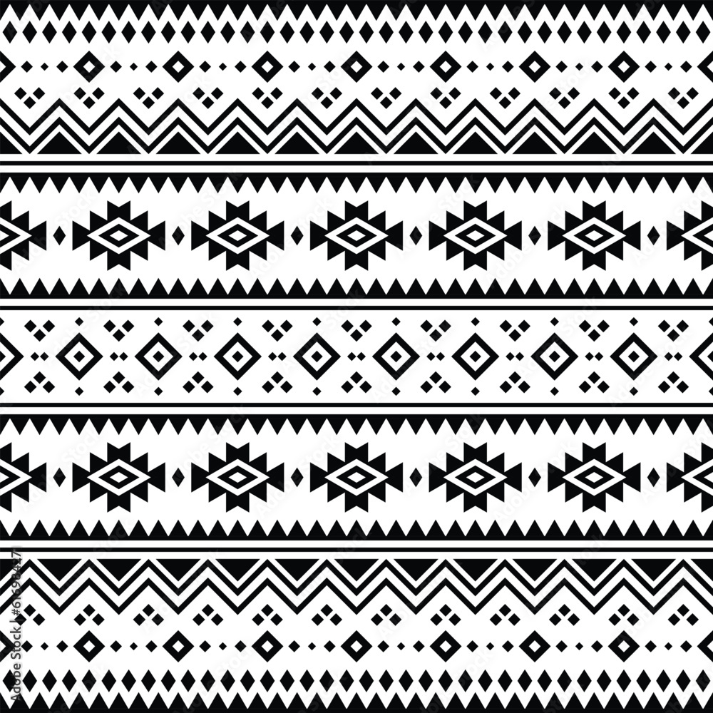 Native American geometric ethnic pattern in black and white. Seamless tribal pattern with Aztec Navajo motives. Design for textile, fabric, clothing, curtain, rug, ornament, wrapping, wallpaper. Native American geometric ethnic pattern in black and white. Seamless tribal pattern with Aztec Navajo motives. Design for textile, fabric, clothing, curtain, rug, ornament, wrapping, wallpaper.