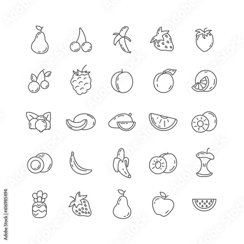 Print op canvas Fruit line icon set with mango
