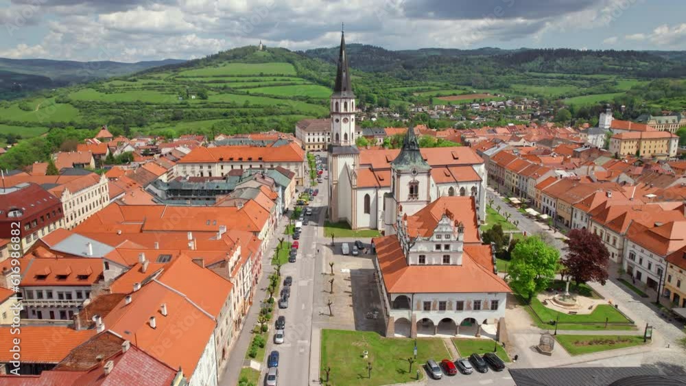 Aerial view of the historic center of Levoca town in summer, Slovakia. Aerial view of the historic center of Levoca town in summer, Slovakia.