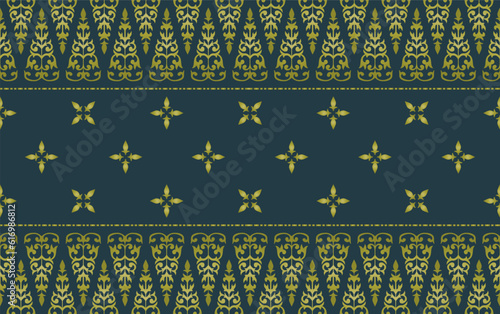 Batik Pattern Pucuk Rebung Kuntum Dewa Riau, Sumatera Indonesia. Batik Pattern Traditional Melayu Vector Illustration or songket tenun malay decoration
 photo