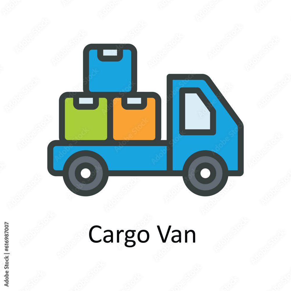 Cargo Van Vector Fill outline Icon Design illustration. Shipping and delivery Symbol on White background EPS 10 File Cargo Van Vector Fill outline Icon Design illustration. Shipping and delivery Symbol on White background EPS 10 File