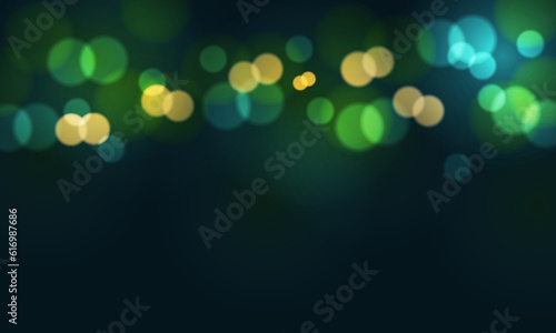 Abstract blue green yellow bokeh blurred on night design background vector