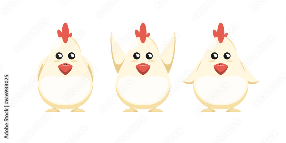 Obraz premium Cartoon doll chicken for kids on isolated background, Vector illustration.